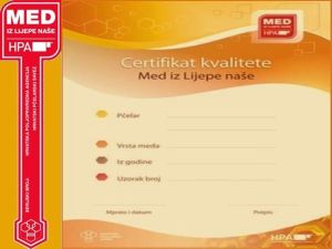 Certifikat kvalitete Med iz Lijepe naše - kesten - OPG Franić Davorka
